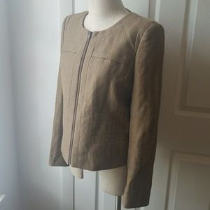 Ann Taylor OLIVE zip no collar blazer